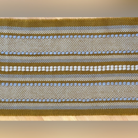 🌽 Chunky Weave Fringe Scarf |Goldenrod & Cream with Blue by Madewell - Picture 16 of 17